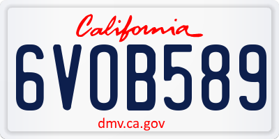 CA license plate 6VOB589