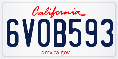 CA license plate 6VOB593