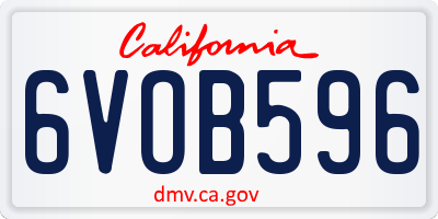 CA license plate 6VOB596