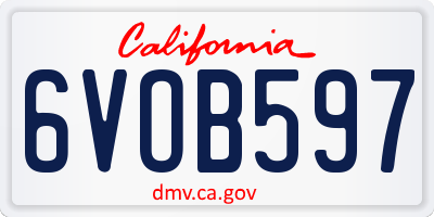 CA license plate 6VOB597