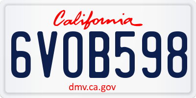 CA license plate 6VOB598