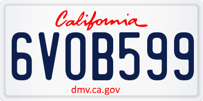 CA license plate 6VOB599