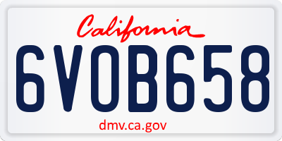 CA license plate 6VOB658