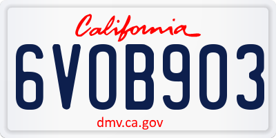 CA license plate 6VOB903