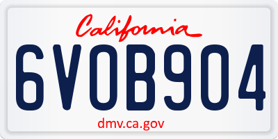 CA license plate 6VOB904