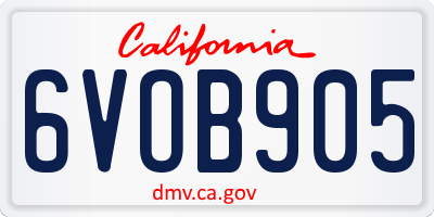 CA license plate 6VOB905