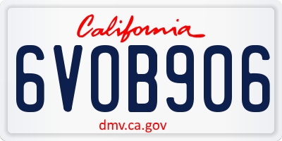 CA license plate 6VOB906