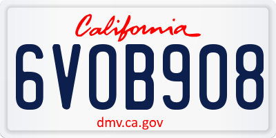 CA license plate 6VOB908
