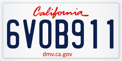 CA license plate 6VOB911