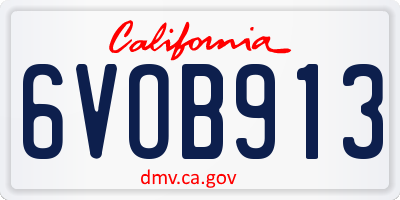 CA license plate 6VOB913