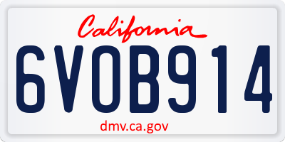 CA license plate 6VOB914