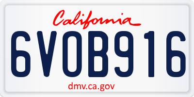 CA license plate 6VOB916