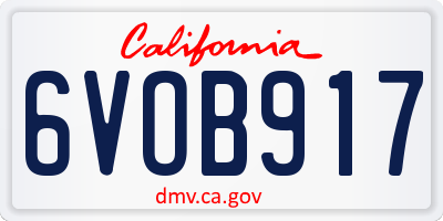 CA license plate 6VOB917