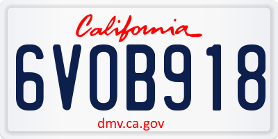 CA license plate 6VOB918