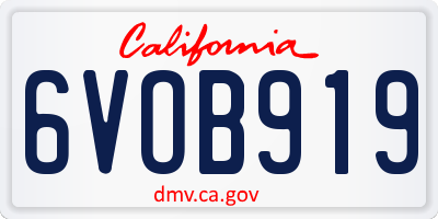 CA license plate 6VOB919