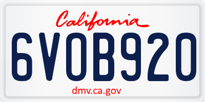 CA license plate 6VOB920