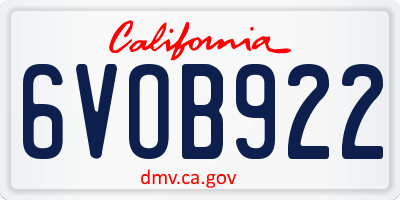 CA license plate 6VOB922