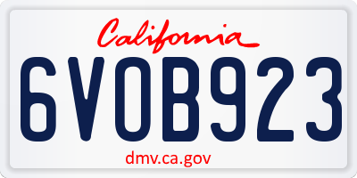 CA license plate 6VOB923