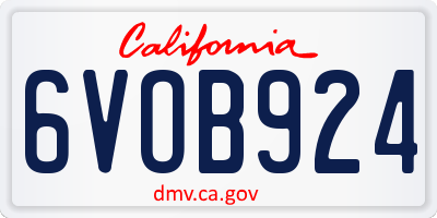 CA license plate 6VOB924