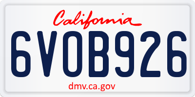 CA license plate 6VOB926