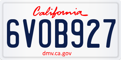 CA license plate 6VOB927