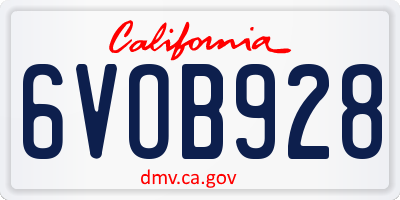 CA license plate 6VOB928