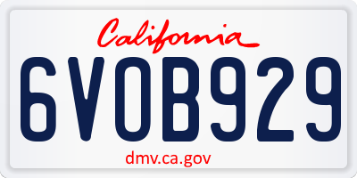 CA license plate 6VOB929