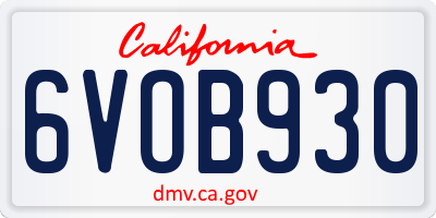 CA license plate 6VOB930