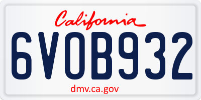 CA license plate 6VOB932
