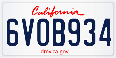 CA license plate 6VOB934