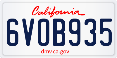 CA license plate 6VOB935