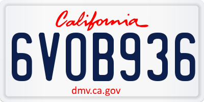 CA license plate 6VOB936