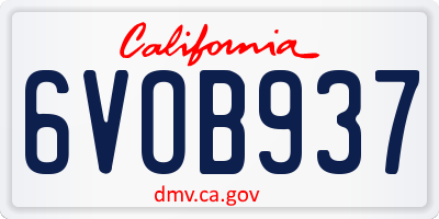 CA license plate 6VOB937
