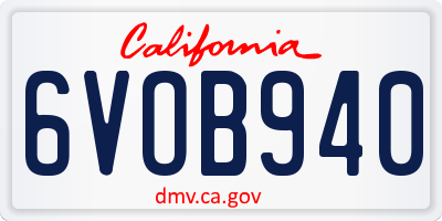 CA license plate 6VOB940