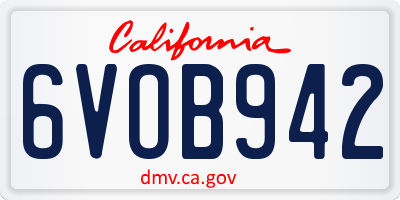 CA license plate 6VOB942