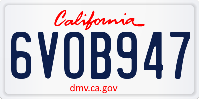 CA license plate 6VOB947