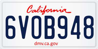 CA license plate 6VOB948