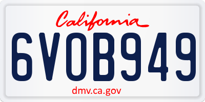 CA license plate 6VOB949
