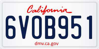 CA license plate 6VOB951