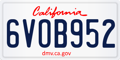 CA license plate 6VOB952