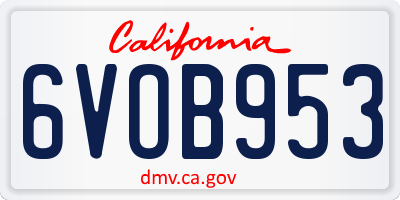 CA license plate 6VOB953