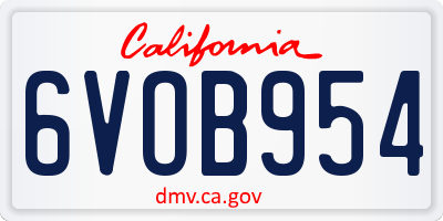 CA license plate 6VOB954