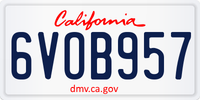 CA license plate 6VOB957