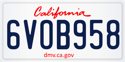 CA license plate 6VOB958