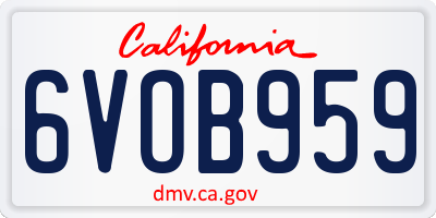 CA license plate 6VOB959