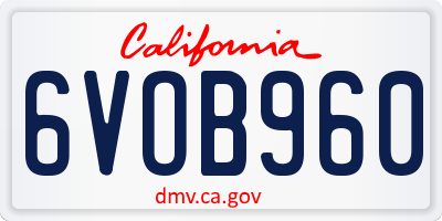 CA license plate 6VOB960