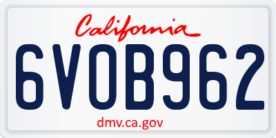 CA license plate 6VOB962
