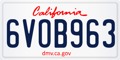 CA license plate 6VOB963