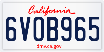 CA license plate 6VOB965