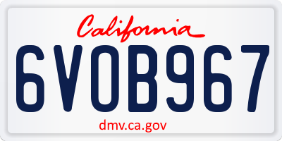 CA license plate 6VOB967